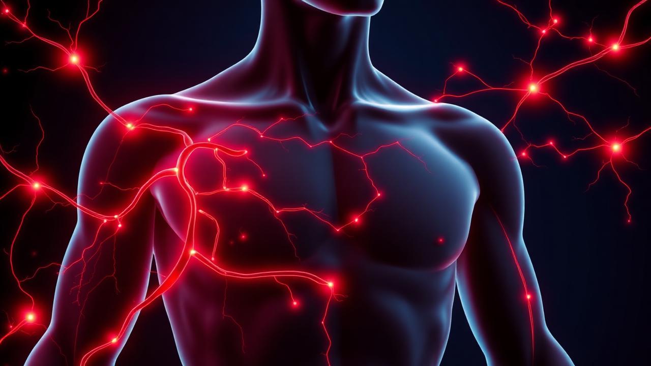 Schéma abstrait de circulation sanguine et signal nerveux masculin